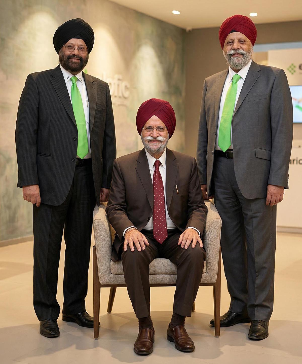 Late MS Sahni, Founder (centre) flanked by MB Sahni, Managing Director (right) and KD Sahni, Joint Managing Director